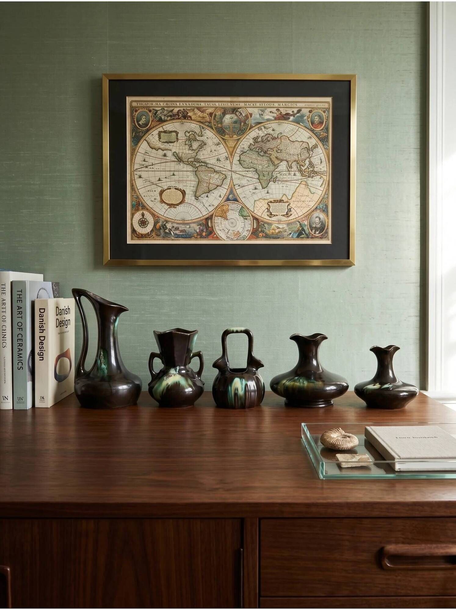 Large collection of 5 modernist glazed Belgian ceramics – Thulin / AIRAIN – Art Deco – 1930s-50s