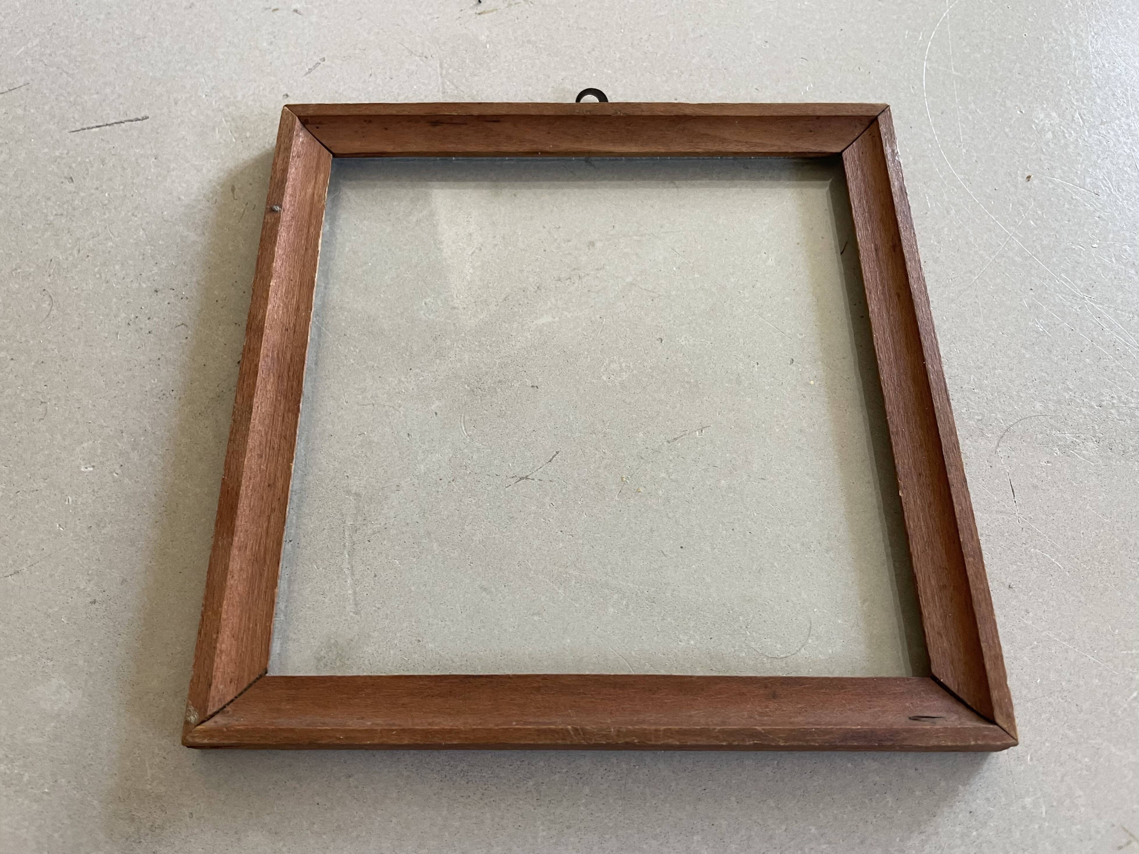 Small old square wooden frame 14x14cm