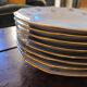 Porcelain soup plates - Decorated with small flowers and a gold rim