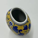 Vase chinois jaune à motifs bleus , 19ème siècle