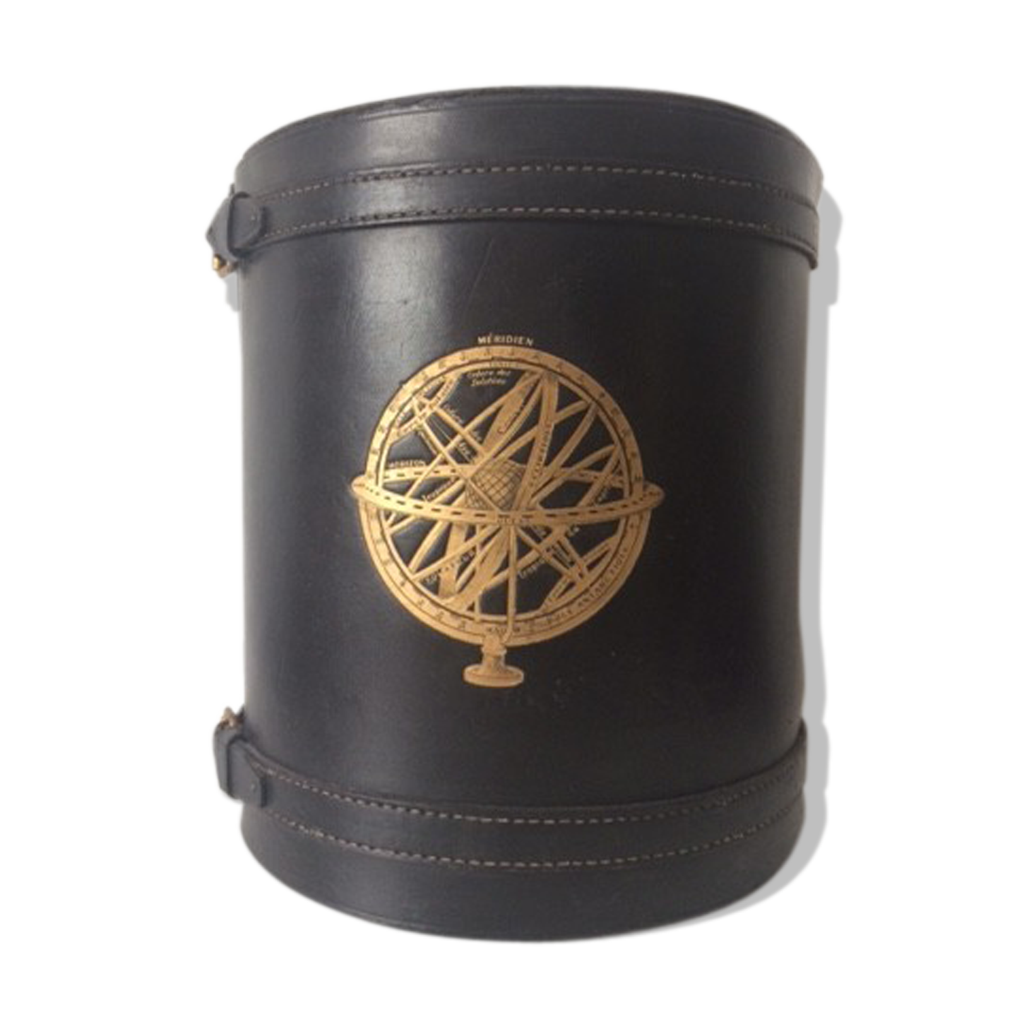 1950 leather paper basket