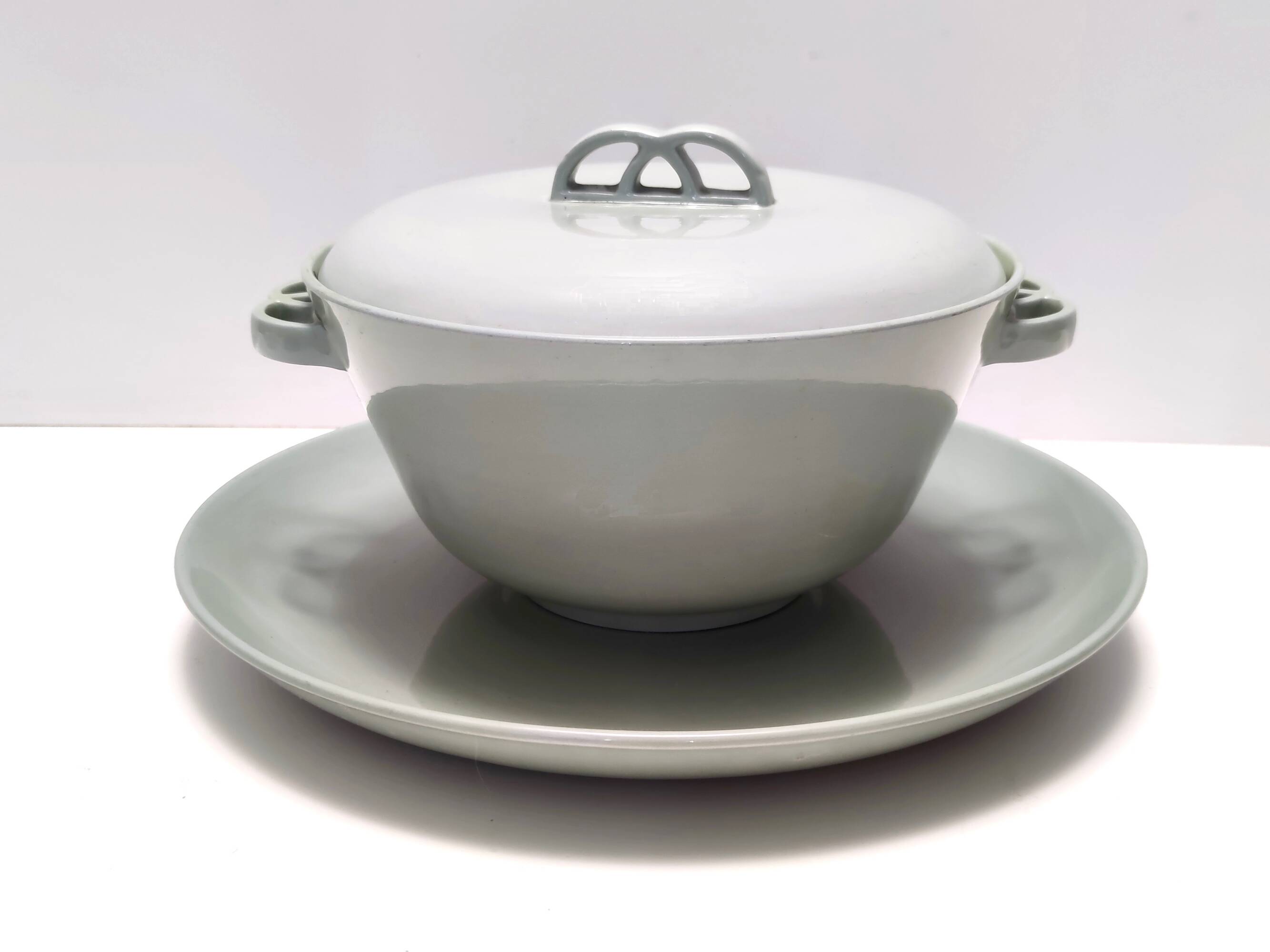 Vintage Sage Green Earthenware Serving Centerpiece by G. Andlovitz for Laveno