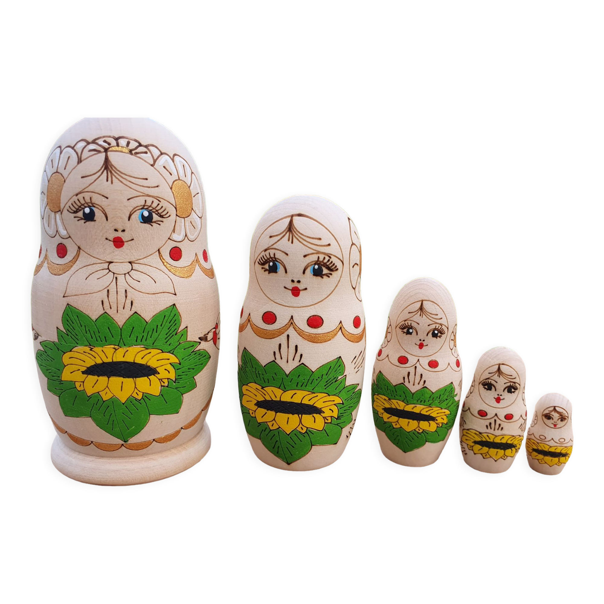 Russian pyrograved matryoshka doll