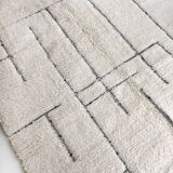 Moroccan Berber carpet blessed ouarain ecru with black patterns engraved 290x202cm