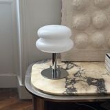 Lampe champignon design années 70 verre opaline acier chromé vintage variateur