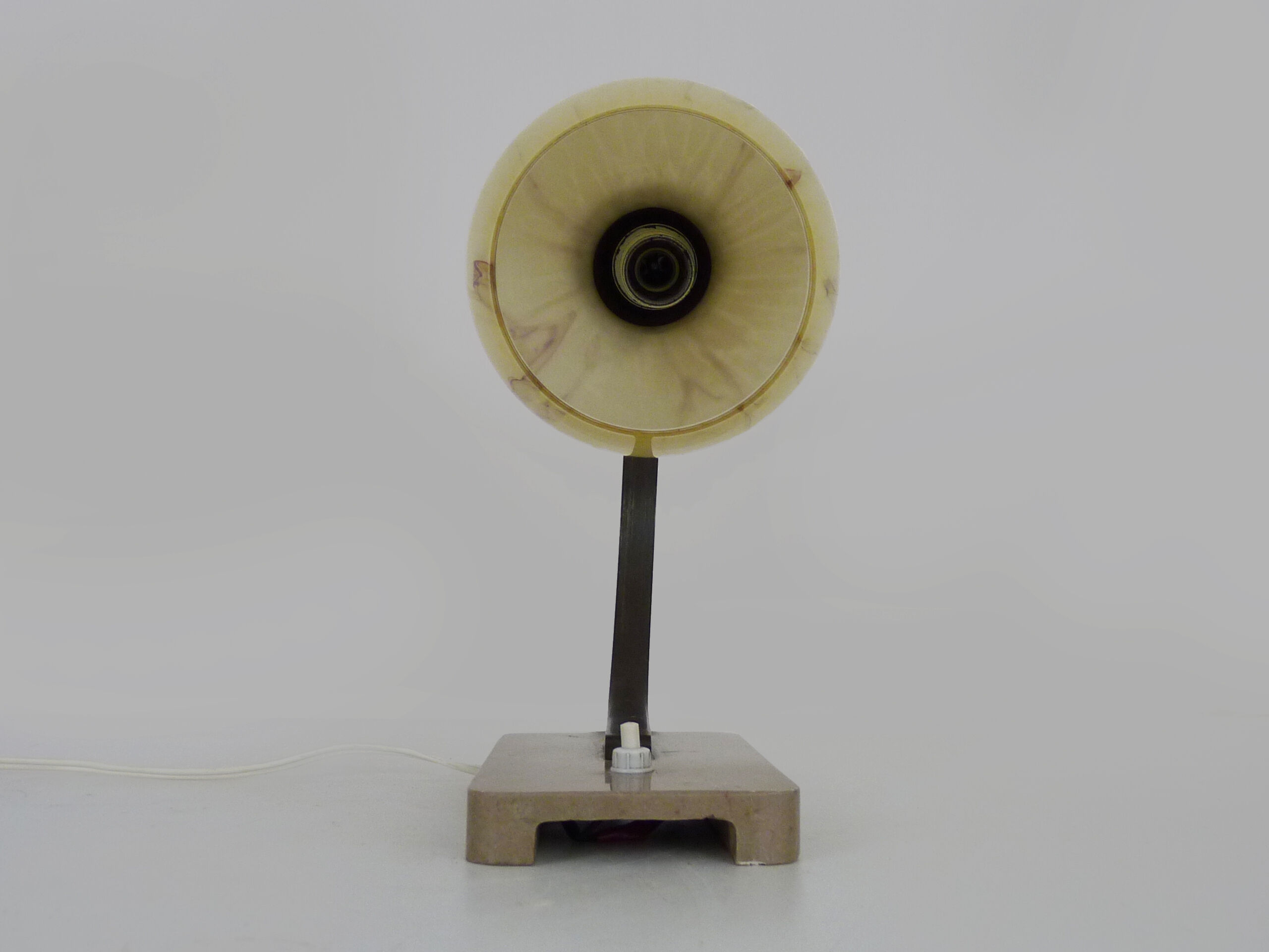Desk lamp, Art Deco table lamp with swivel head, marble base, bronze foot