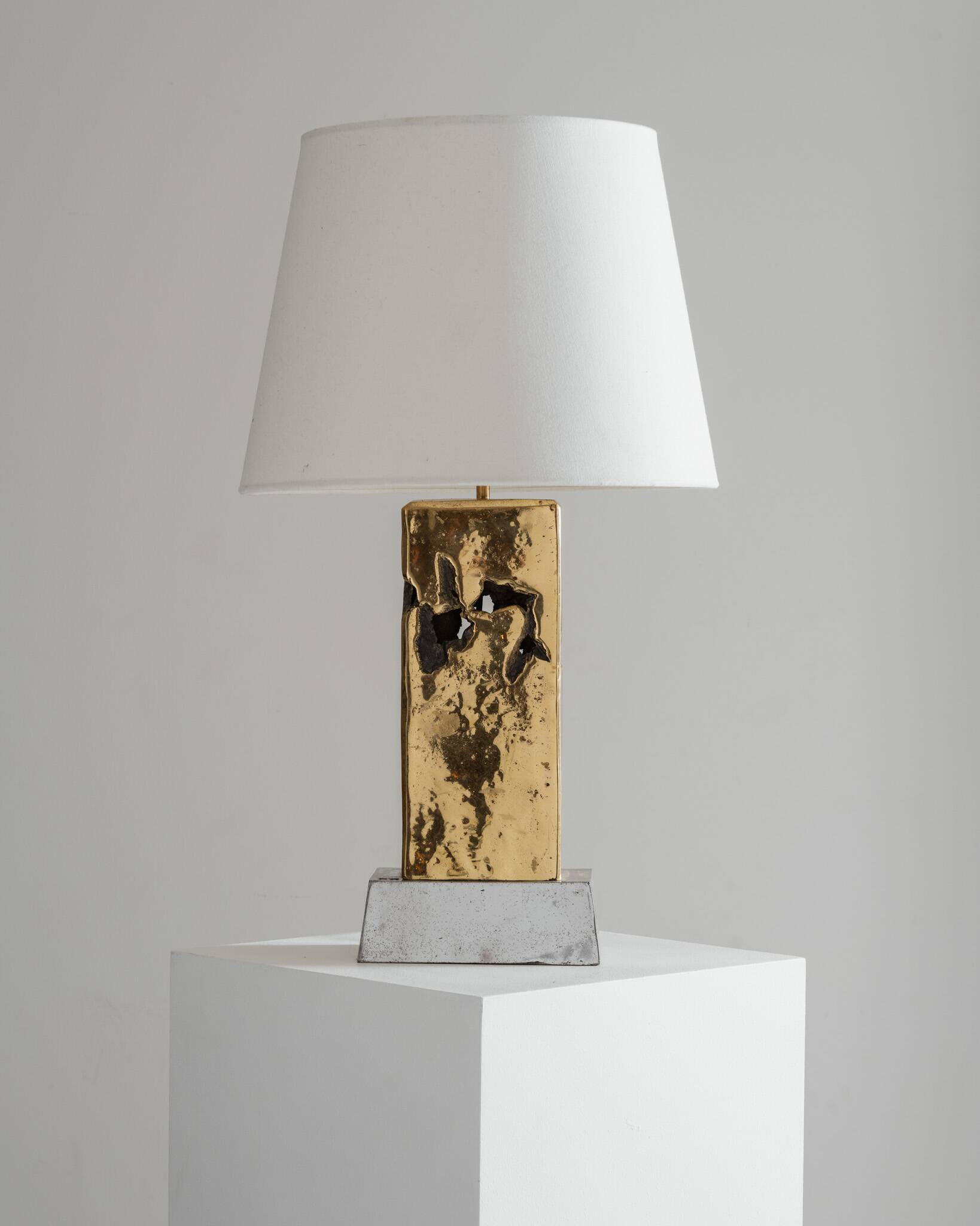 BRUTALIST BRONZE LAMP, DAVID MARSHALL, 1980s