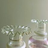 Lampes de table rustiques en bois de ferme portugaise avec abat-jour en verre torche, 1970s, Set de 2