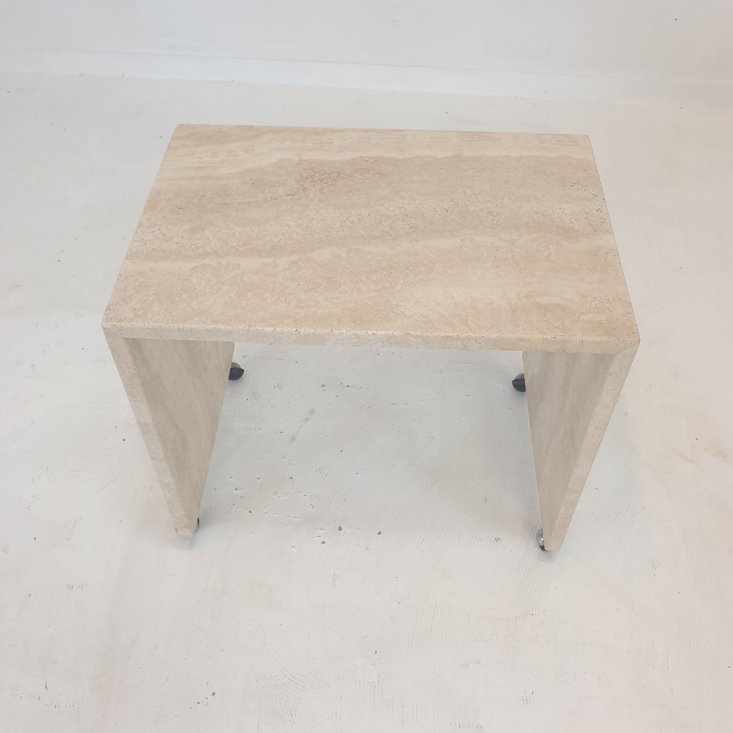 Set of 3 Italian Travertine Nesting Tables, 1980s