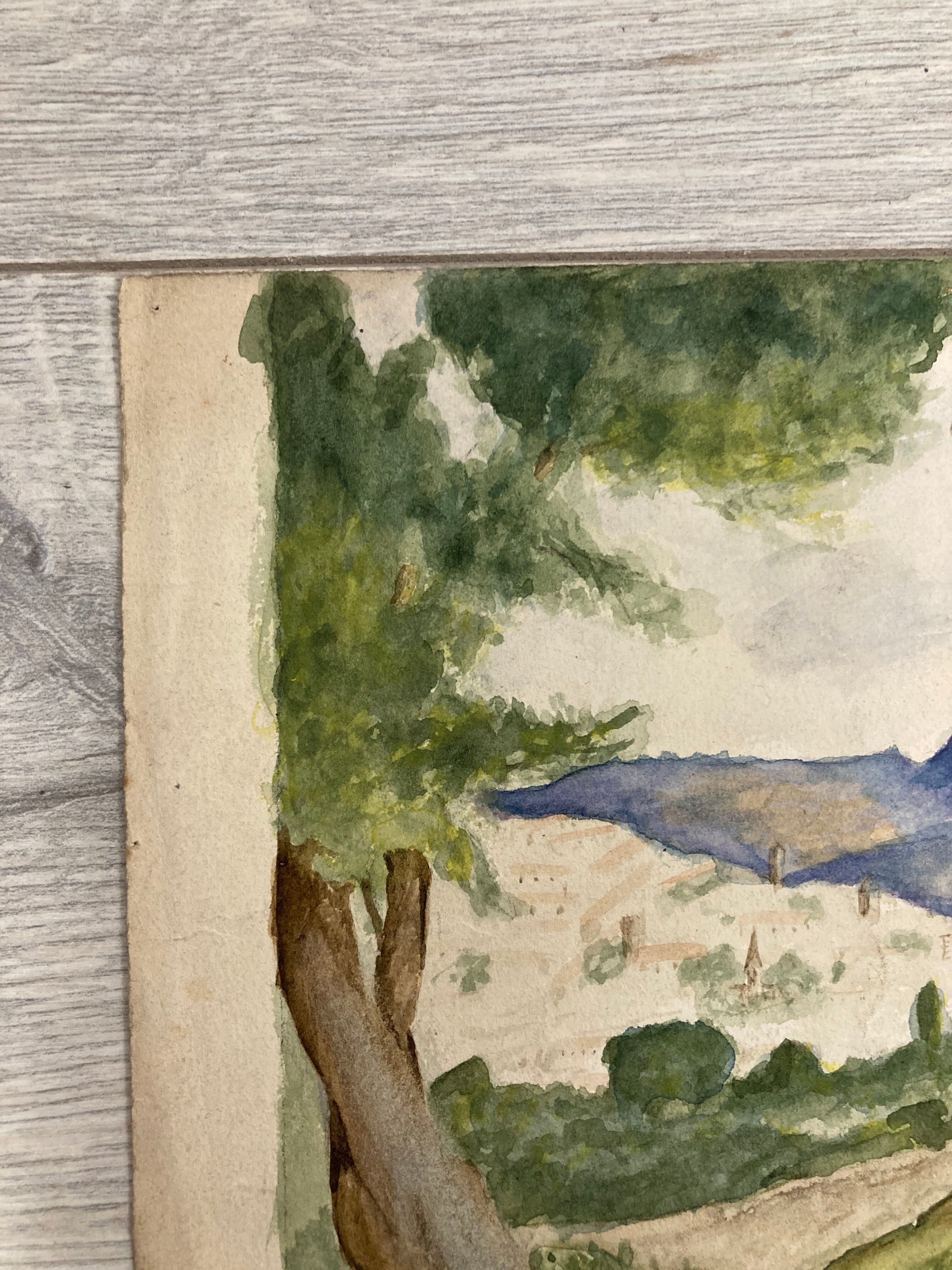 Aquarelle paysage vintage