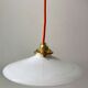 Hanging lamp in opaline smooth orange thread early twentieth century