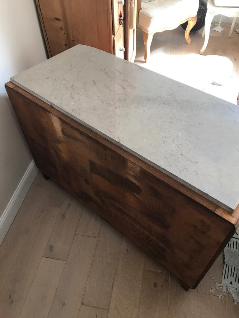 Commode plateau marbre beige  style art deco