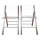 Pair of vintage plexiglass folding chairs 1970