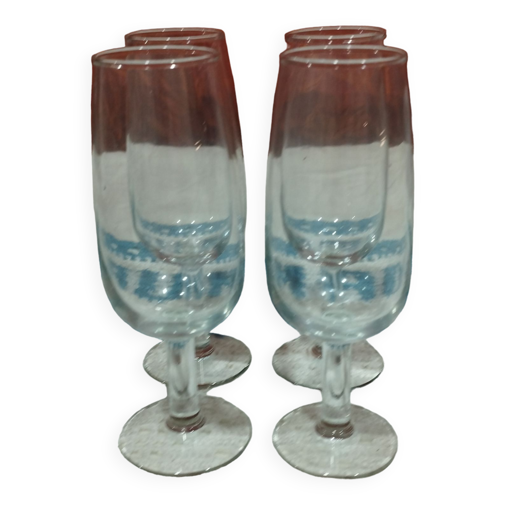 4 old white wine tasting glasses