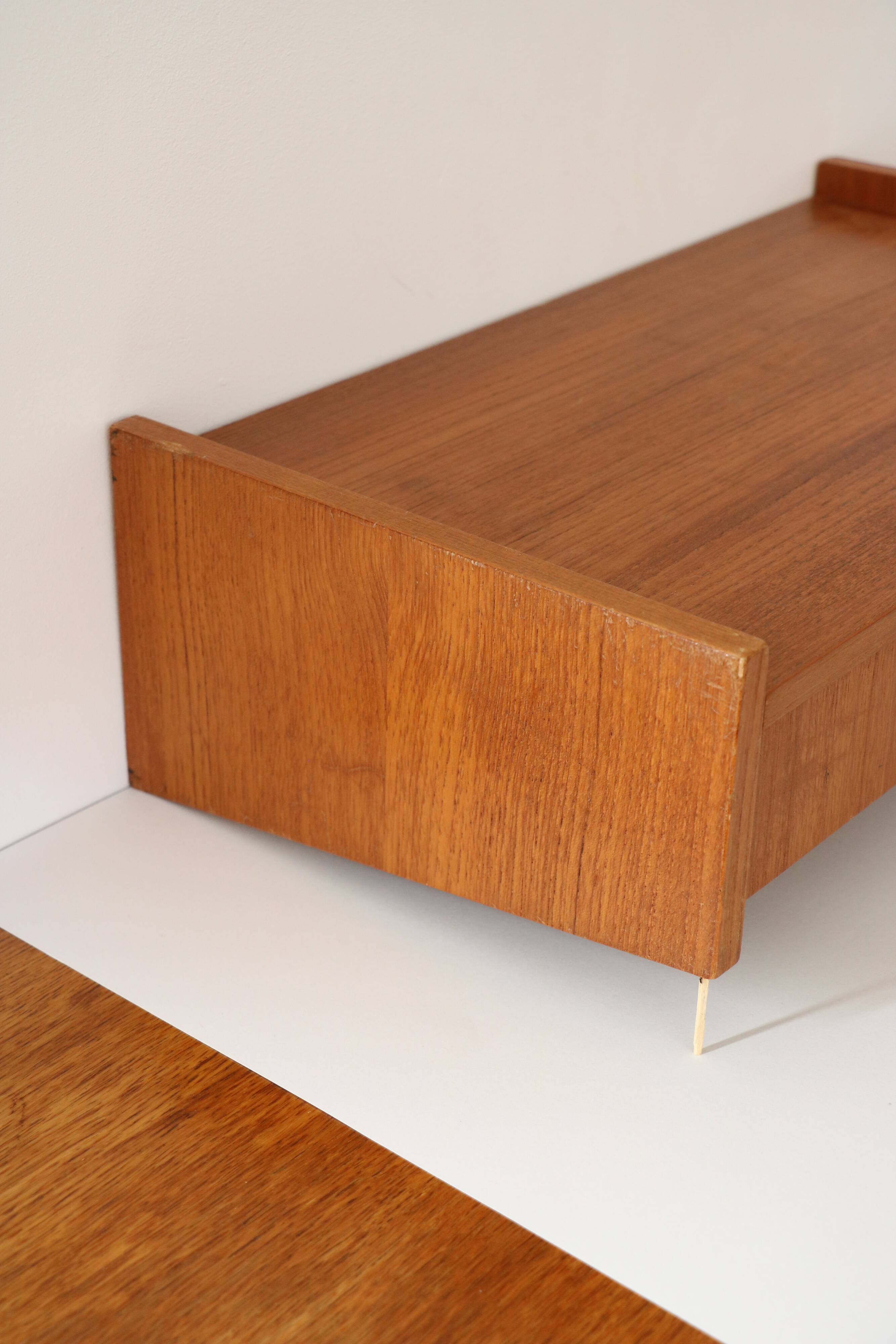 Wall shelf, Scandinavian teak wall bedside table, 1960