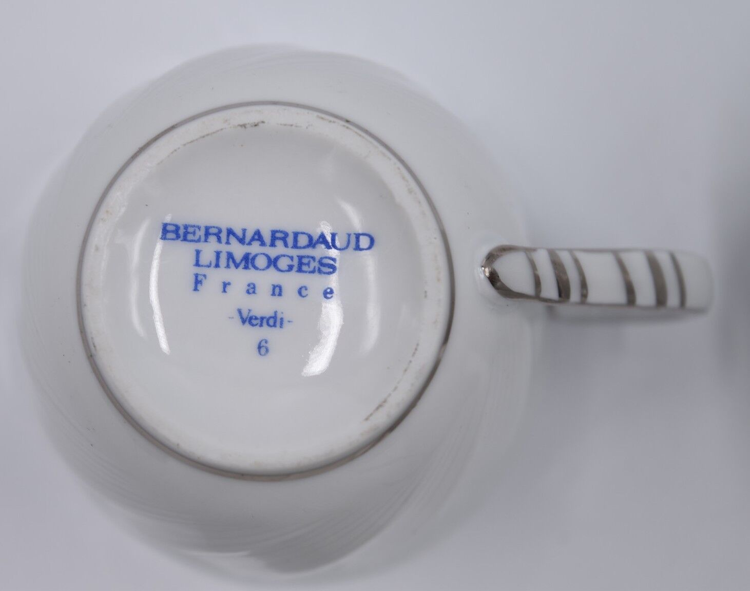 6 cups and under porcelain cup Bernardaud Limoges verdi model