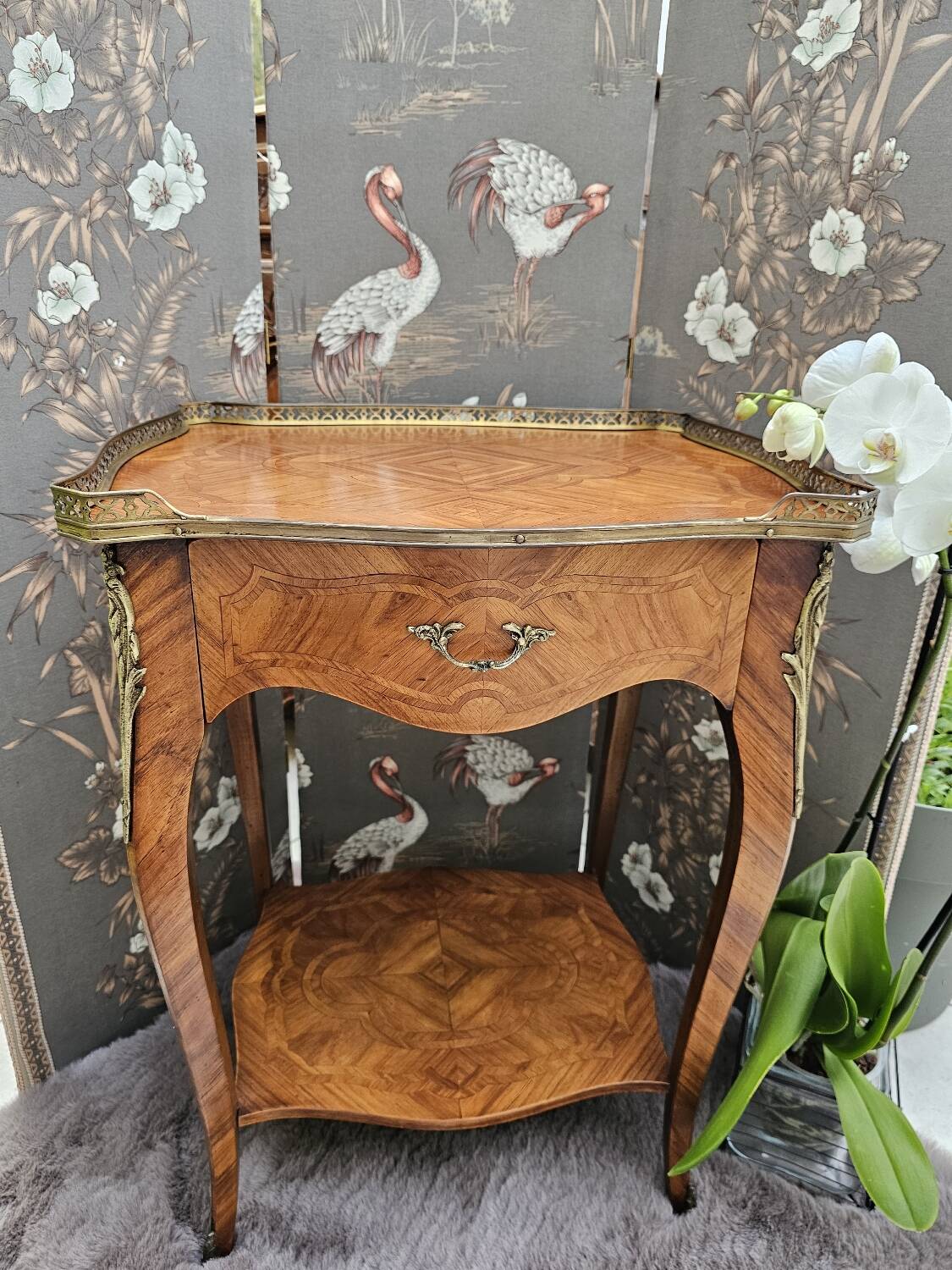 Louis XV style marquetry side table