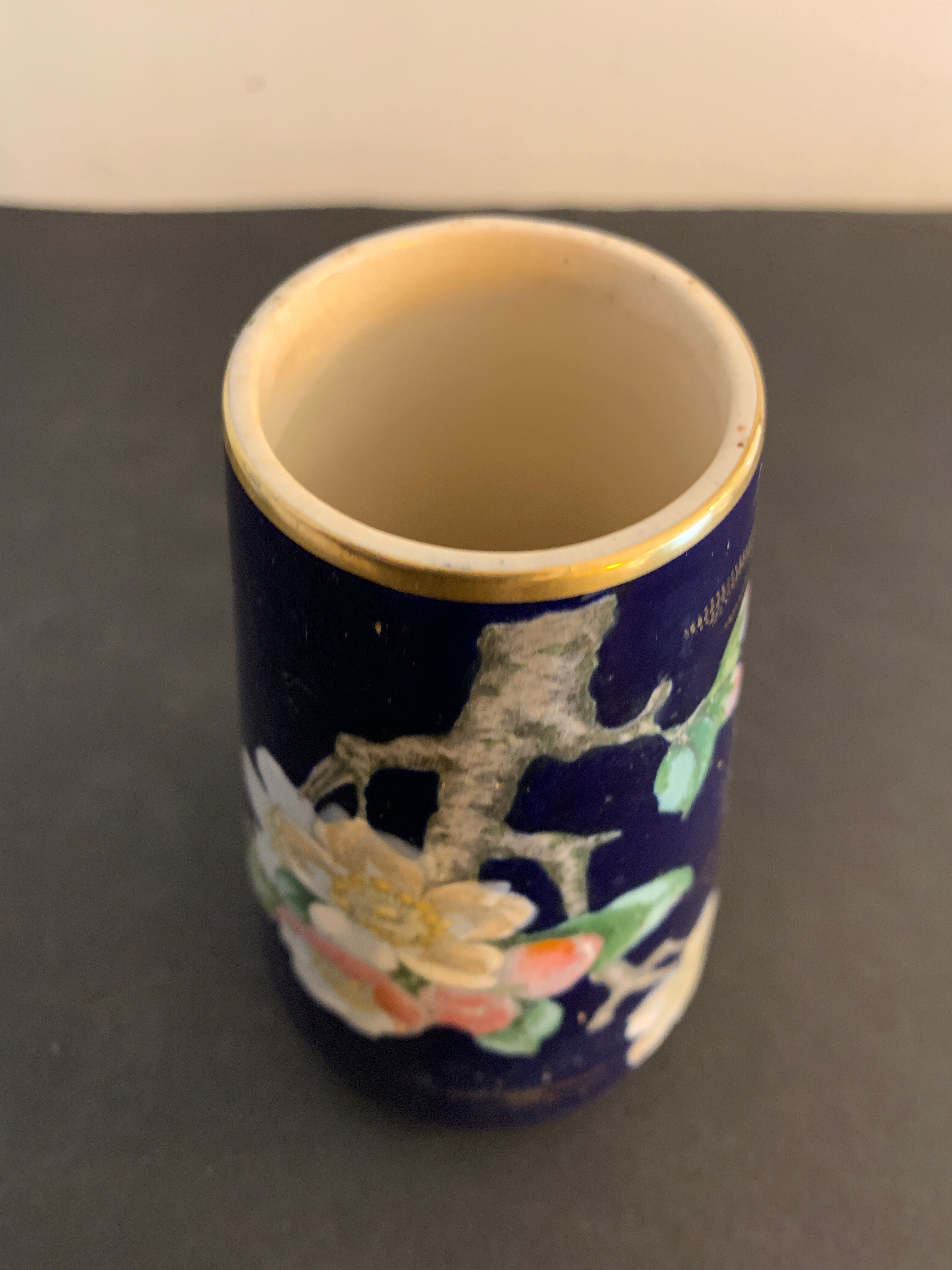 Art nouveau ceramic new cobalt vase by Villeroy and Boch