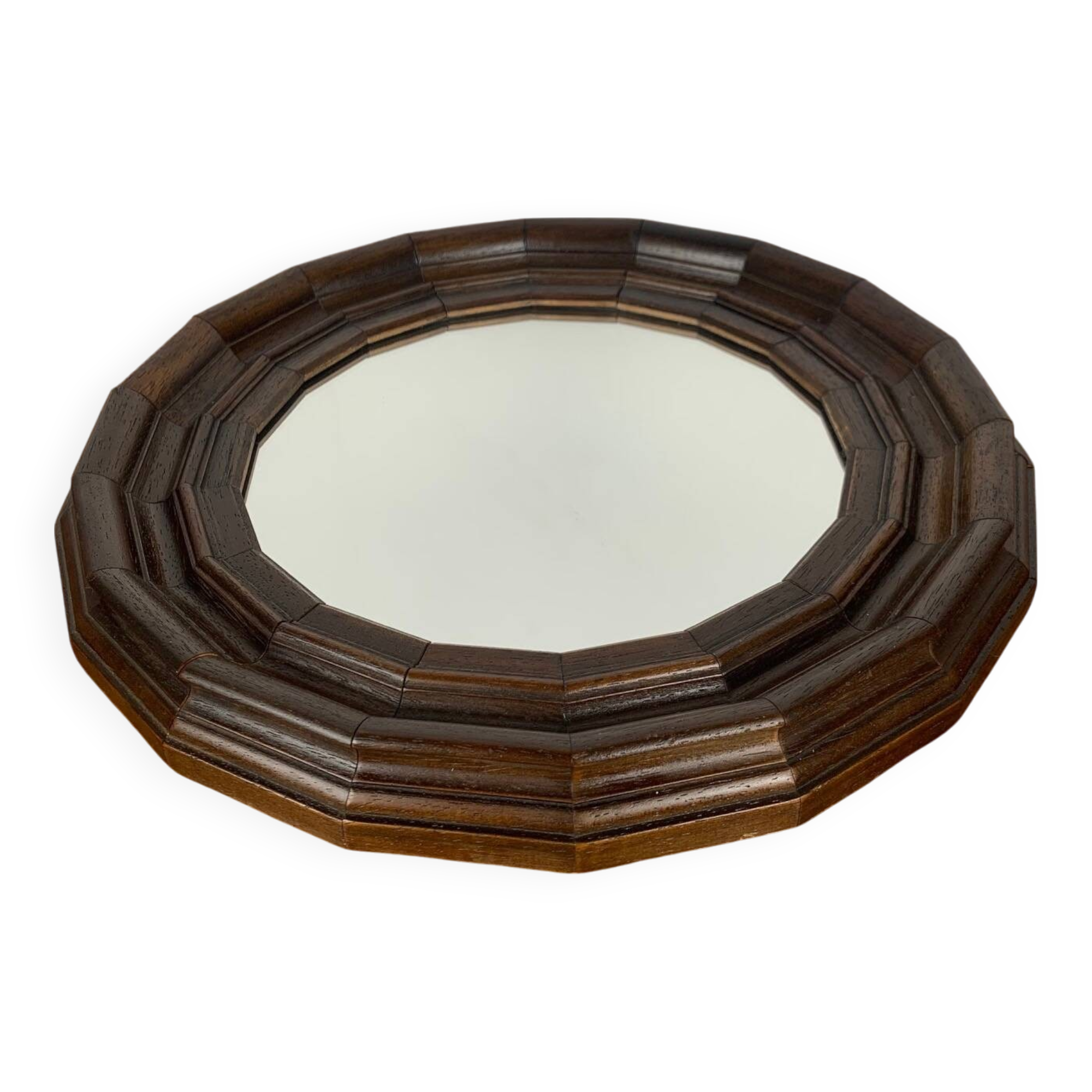 Small octagonal wooden mirror in neo-Renaissance / neo-Gothic style