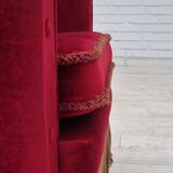 1970s, Danish lounge chair, original condition, cherry-red velour fabric.
