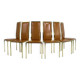 Set of 6 brass and leather chairs, Italian design from the 70s