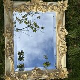 19th century style beveled mirror with garlands of flowers and leaves