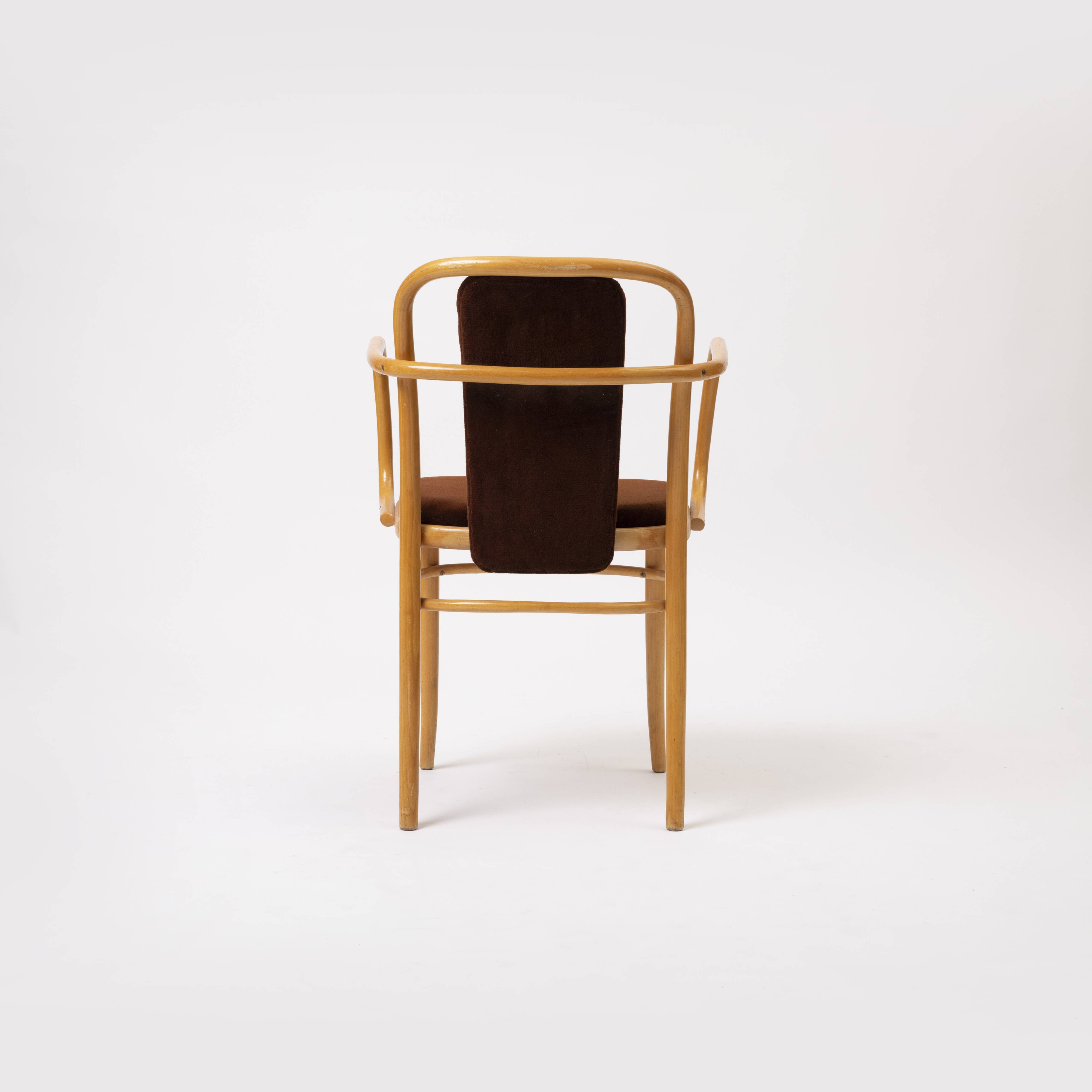 Set o 4 bentwood chairs in brown velvet by TON