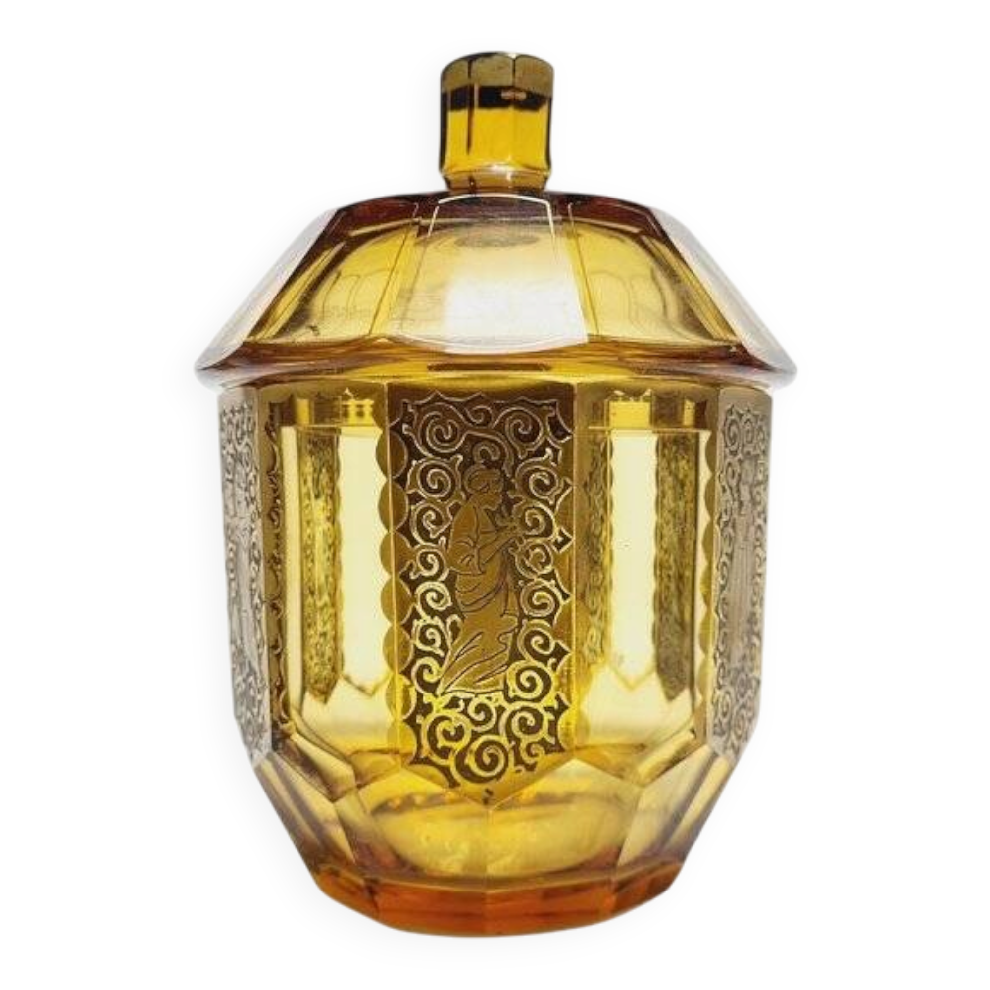Art Deco oroplastic candy dish from Moser, Czechoslovakia, 1930s