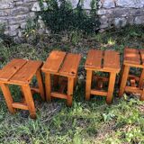 Old rustic vintage brutalist wooden stools
