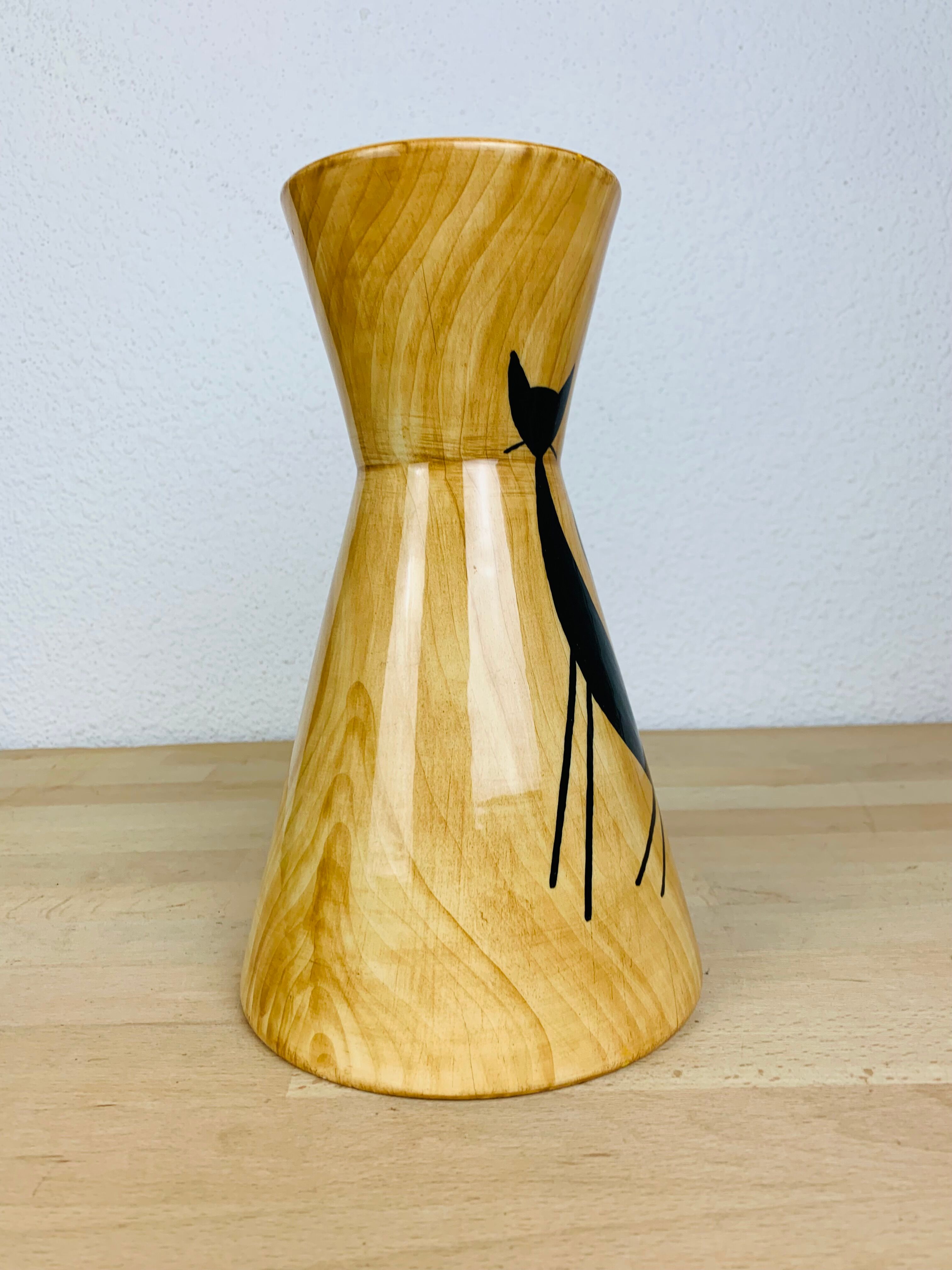 Vase Grandjean Jourdan form diabolo cat, ceramic wood effect