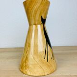 Vase Grandjean Jourdan form diabolo cat, ceramic wood effect