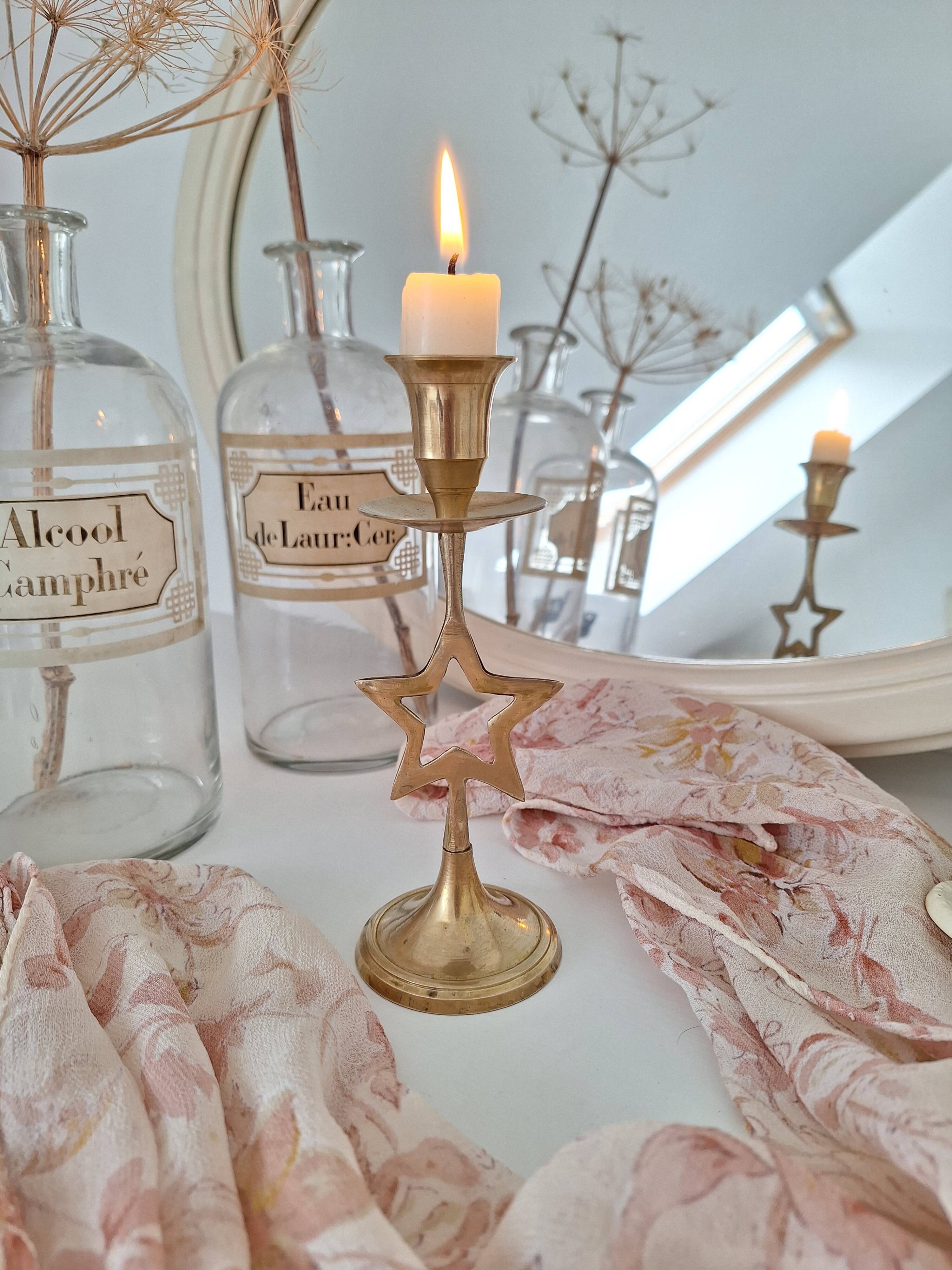 Brass star candlestick