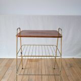 Vinyl trolley in teak and gold metal 1960