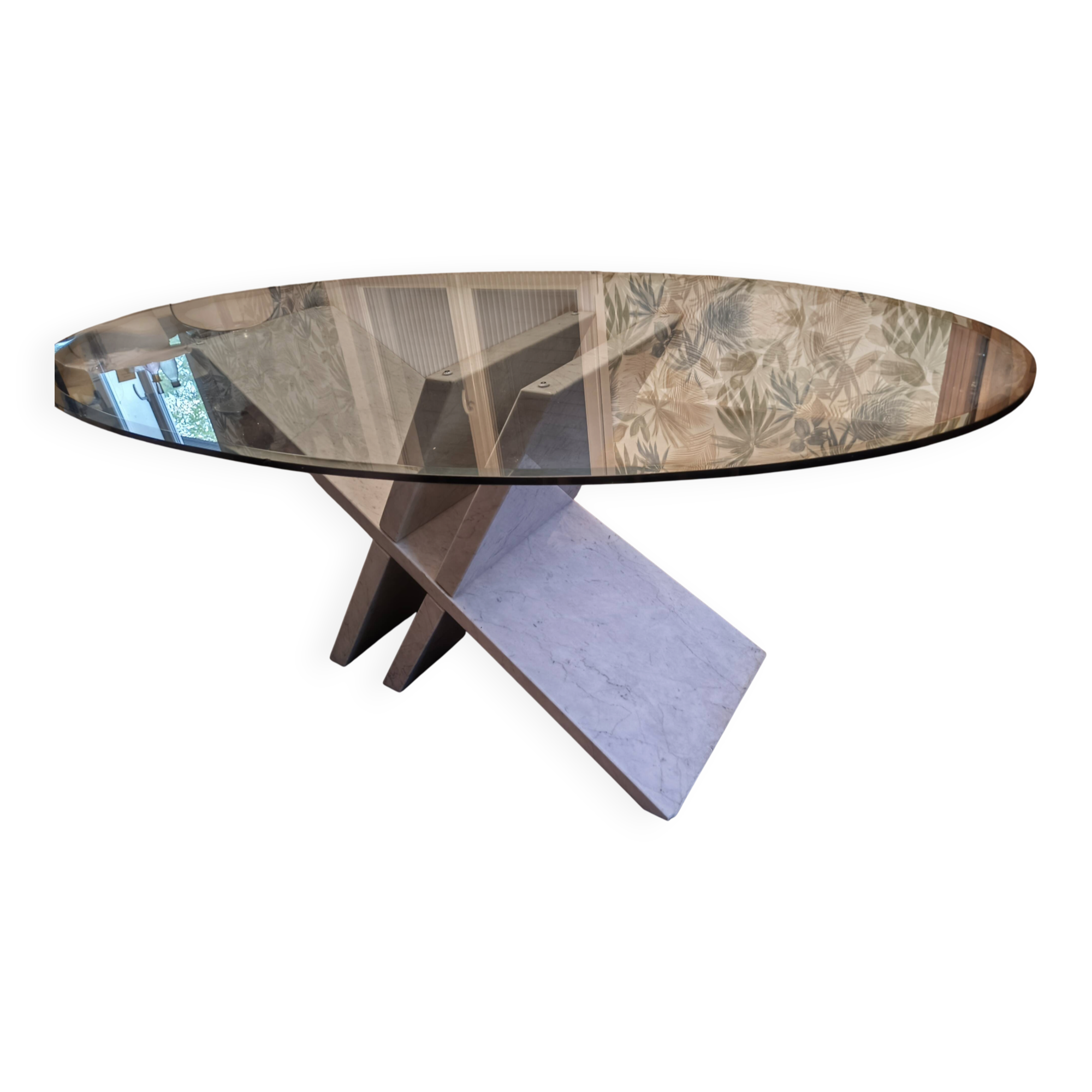 Glass and marble table