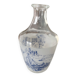 Liqueur carafe - Vintage model in glass decorated in Toile de Jouy style