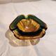 Murano green and yellow blown glass ashtray, 1970