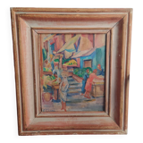 orientalist oil on canvas rue d'Alger signed Emile Claro
