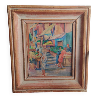 oil on orientalist canvas rue d'Alger signed Emile Claro