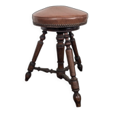 Tabouret de piano tripode en cuir marron