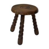 Milking tabouret, old wood turns and chiseled