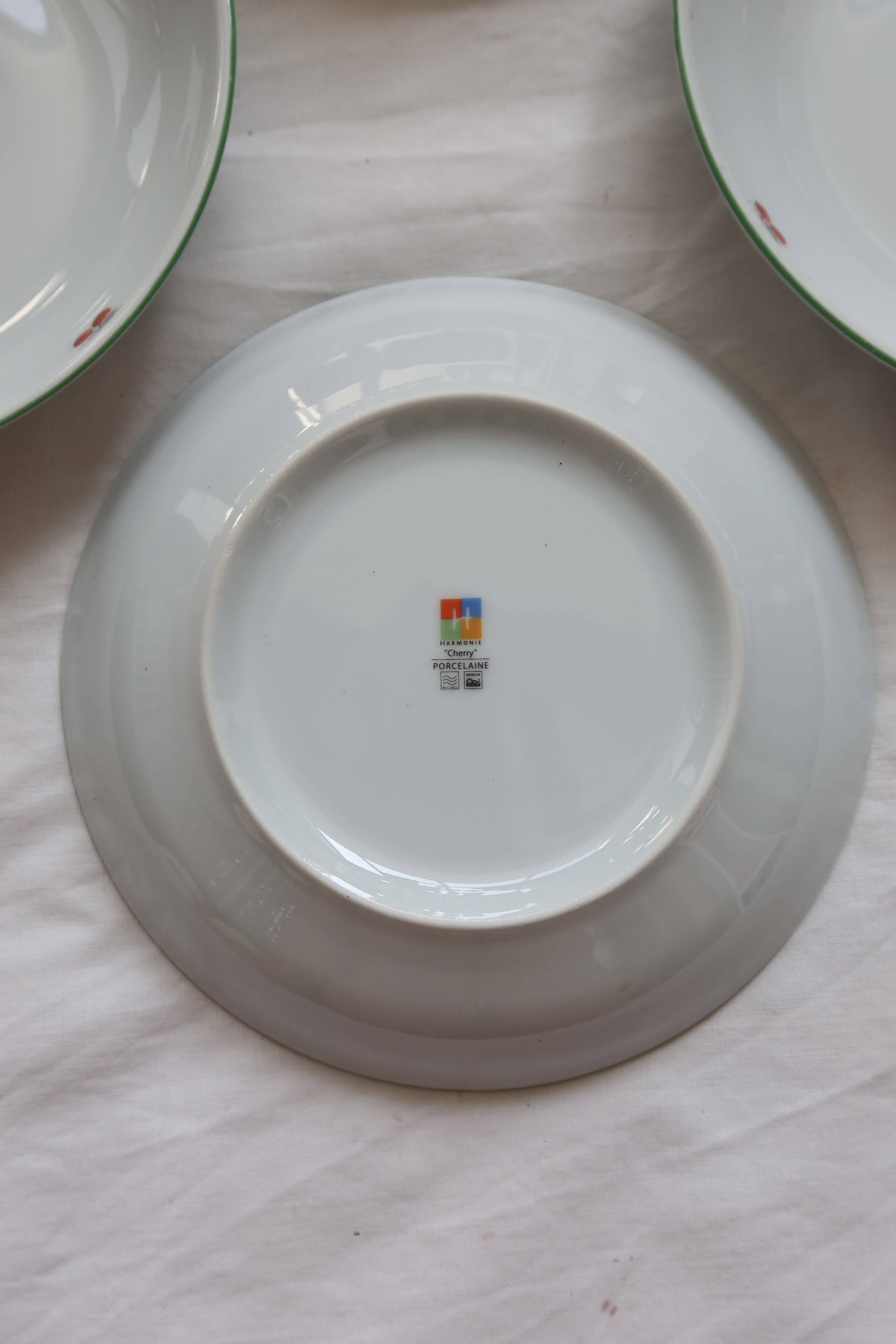 4 vintage porcelain soup plates – Cherry pattern