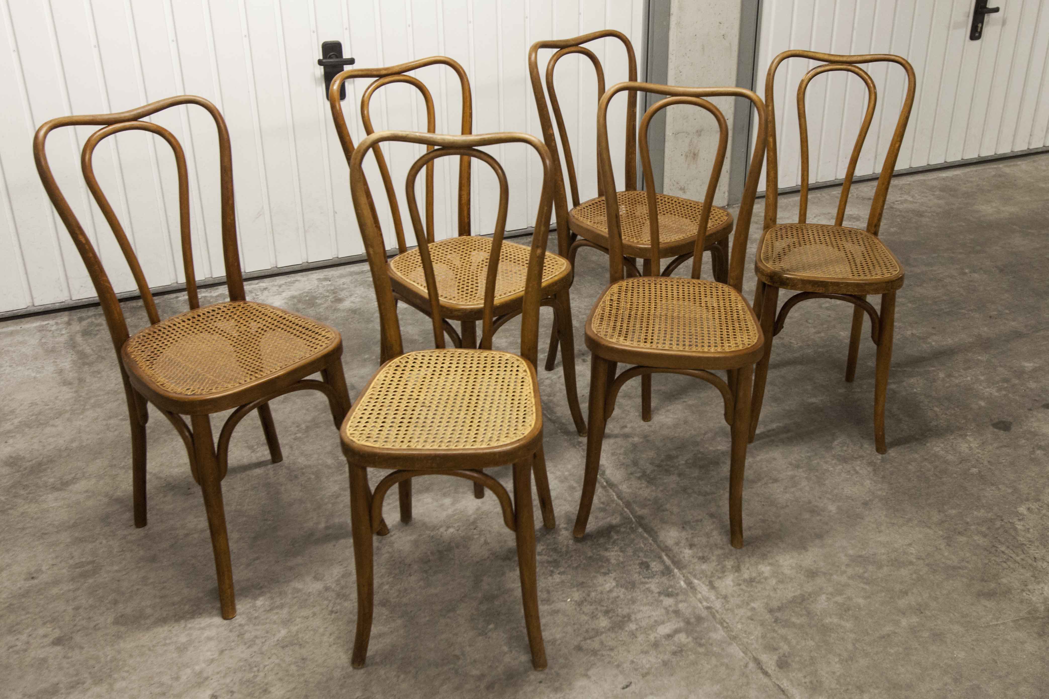 Set of 6 chairs bistro j&j kohn 1900 seat cannage