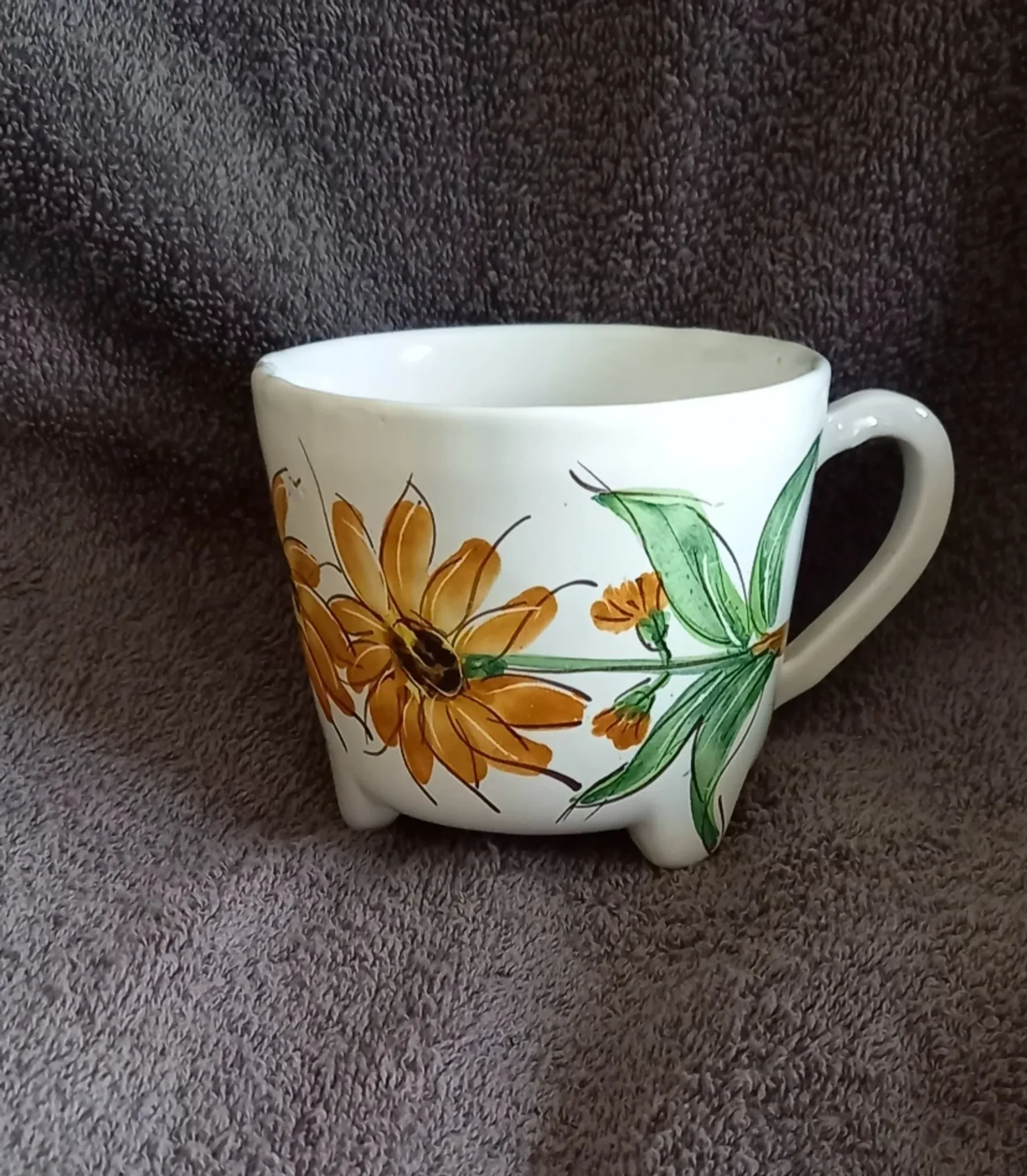 Large ceramic footed mug handcrafted in red.