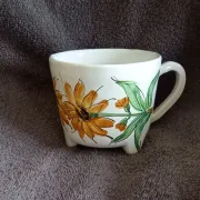 Large ceramic footed mug handcrafted in red.