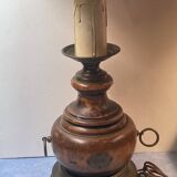 Lamp base baluster shape natural wood, brass, 42 cm socket height