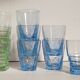 Nine colored art-deco glasses 40s