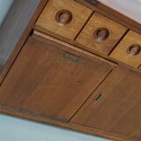 Dutch Industrial Oak Apothecary / Bakery Cabinet, circa 1950s