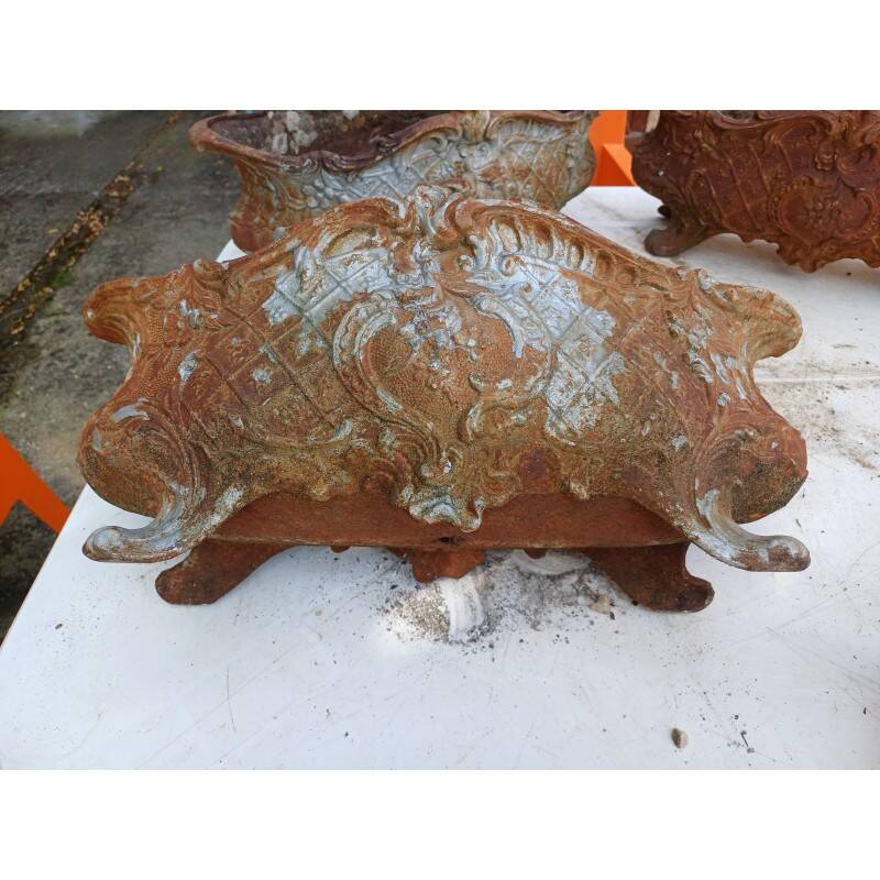 Set of 4 cast iron planters from 1900 from Charleville - Mézières, rockery style