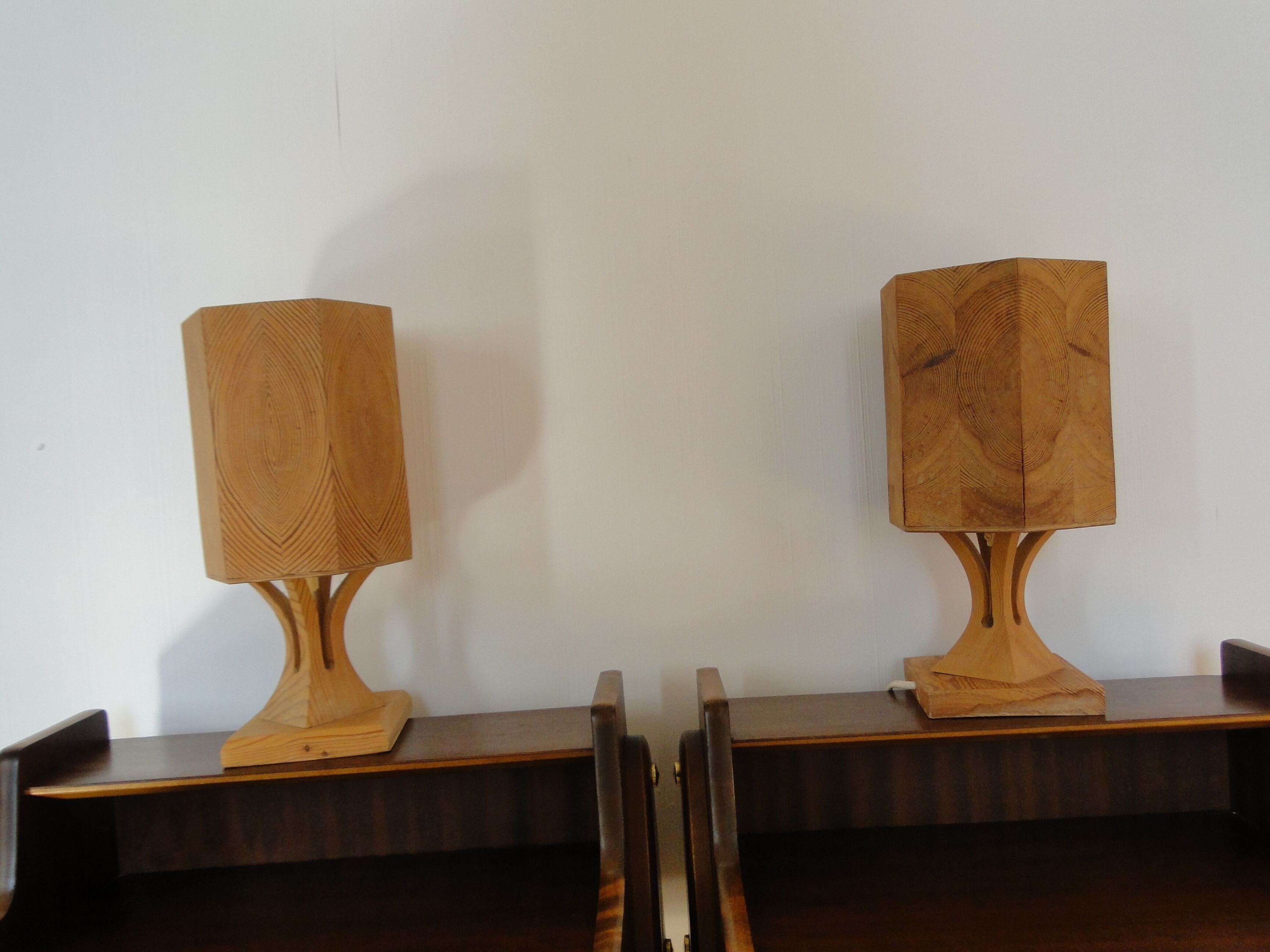 2 pine table lamps, swedish handicrafts 1978 1985