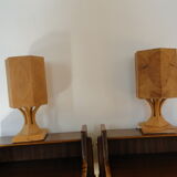 2 lampes de table en pin, artisanat suédois 1978 1985